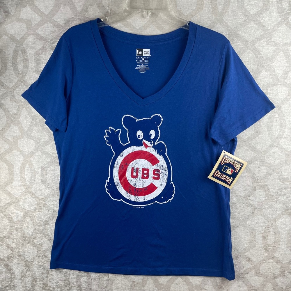 New Era Cooperstown Collection Women XL Blue NWT Distressed Cubs Graphic Tee MLB - Picture 8 of 9